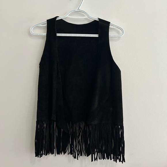 Mini Franges Jackets & Blazers - Black suede fringe vest